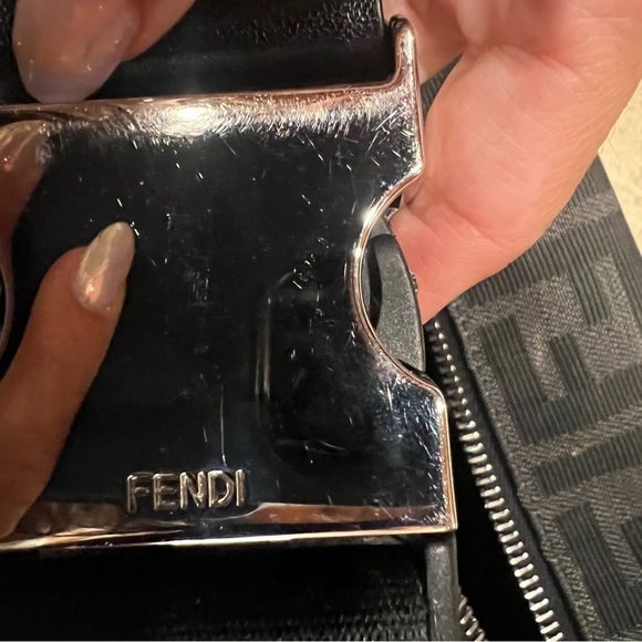 Fendi FF, Embossed fabric bag with leather accents - Picture 3 of 10